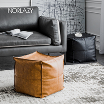 Nordic household living room square stool Creative sofa small stool Simple door change shoe stool Net Red pier leather art low stool