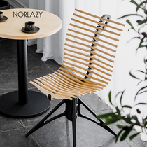 Nordic creative designer fishbone solid wood backrest chair Fashion household dining chair Modern small apartment cafe chair