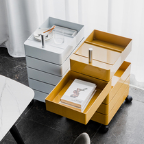 360 degree rotating removable storage storage file cabinet ins Wheeled bedside cabinet Office multi-layer shelf