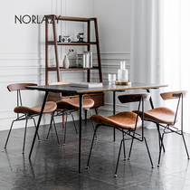 Nordic Wrought iron dining chair Solid wood backrest chair Creative Ant chair American retro industrial style restaurant table and chair combination