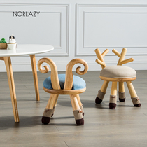 Nordic creative solid wood childrens chair Cartoon animal stool Baby cute deer bench Simple household low stool