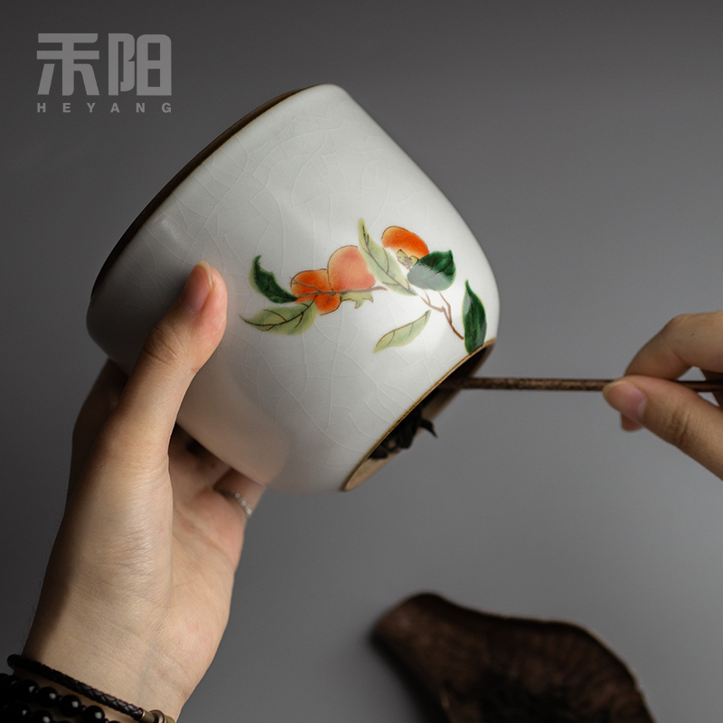 Send Yang persimmon persimmon ruyi caddy fixings ceramic gift boxes sealed as cans of pu - erh tea and tea storage tanks with tea pot