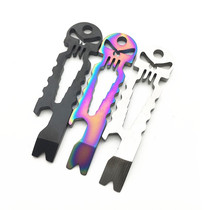 EDC pocket multi-function tool stainless steel creative skull crowbar screwdriver wrench key chain pendant