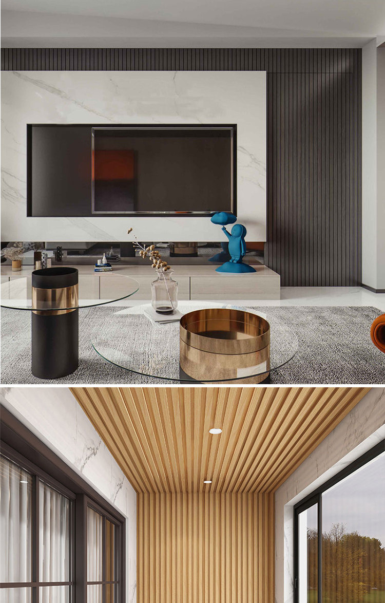 实木格栅长城板电视背景墙木饰面护墙板装饰板生态木吊顶凹凸形条