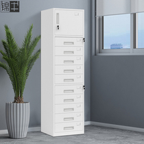 Steel door ten bucket drawer locker with lock multi-layer storage cabinet data file iron Cabinet Office short cabinet