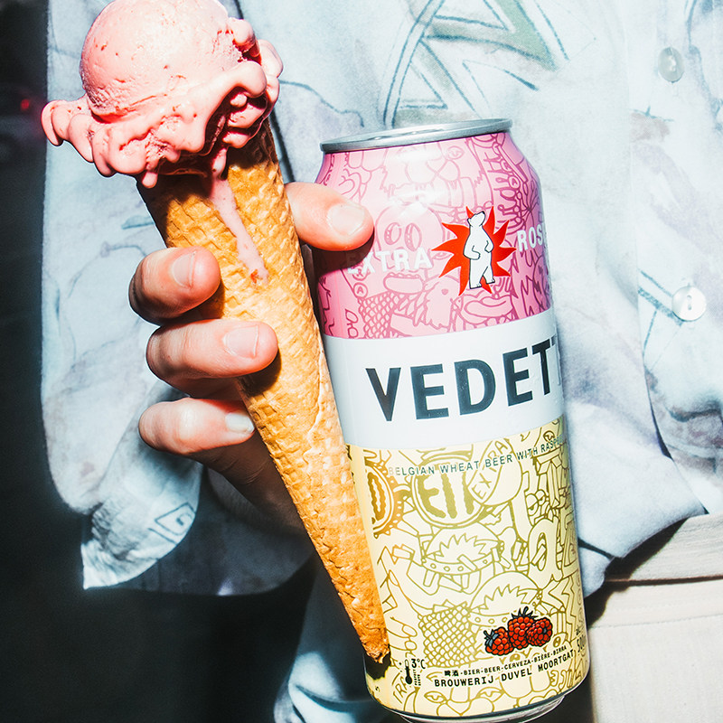 比利时进口vedett白熊玫瑰红小麦啤酒500mlx12听装