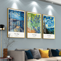 Van Gogh decorative painting Sunflower apricot Starry Sky Modern simple living room sofa background wall triple painting world famous painting