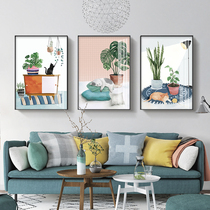 Nordic style light luxury living room modern simple sofa background wall painting restaurant hanging painting fresh fashion wall decoration painting