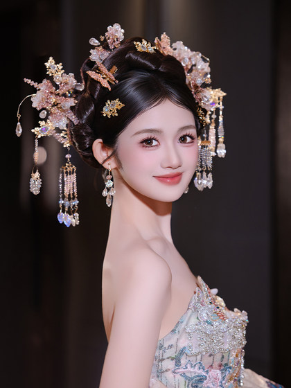 신부 스위트 중국 스타일 XIUHE Crystal Tassel Headdress Palace 나비 연령-감소 핑크 고대 의상 하이 엔드 웨딩 헤어 액세서리 신부 스위트 중국 스타일 XIUHE Crystal Tassel Headdress Palace 나비 연령-감소 핑크 고대 의상 하이 엔드 웨딩 헤어 액세서리