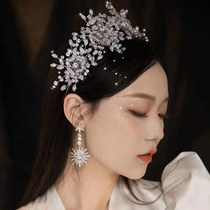 Bride wedding jewelry full of diamond zircon heavy industry Crown wedding dress with makeup headdress super beautiful ice and snow queen crown