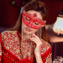 Red tassel mask national temperament ancient style personality mysterious sexy female photo photo fashion party mask