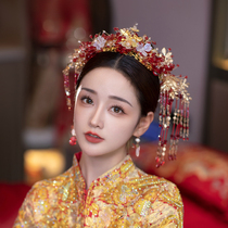 Chinese Bridal Headwear Hanfu Wedding Accessories Show and Apparel Hair Accessories RED GLAZED FLOWER FLOW SOUREAR AREA ANCIENT CLOTHING