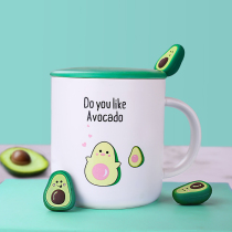 Creative personality cute female ceramic cup with lid spoon mug Trend water cup Household milk breakfast coffee cup