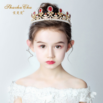 Childrens Crown Headwear Princess Girl Crown Crystal Hairband Red Child Birthday Hair Card Child Performance Hair Decoration