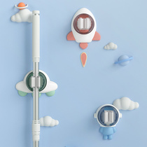 Mop hook artifact free punching wall hanging fixed buckle strong viscose bathroom mop broom seamless hanger