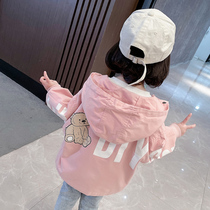 Girls' coat spring and autumn 2022 new online magenta girl baby spring fashionable children's trench coat autumn clothing