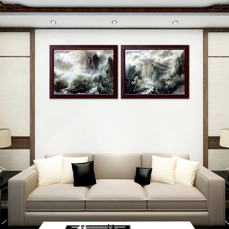 Jingdezhen porcelain four screen plate painting I sitting room sofa setting wall mural decoration hangs a picture teahouse dining - room metope