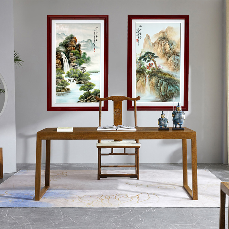 Jingdezhen hand - made famille rose porcelain plate landscapes hang a picture to study Chinese painter in the sitting room porch setting wall decoration