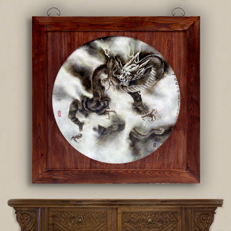 Jingdezhen ceramic hand - made dragon pattern porcelain plate painting the living room a study hang a picture to a housewarming gift mural decoration porch