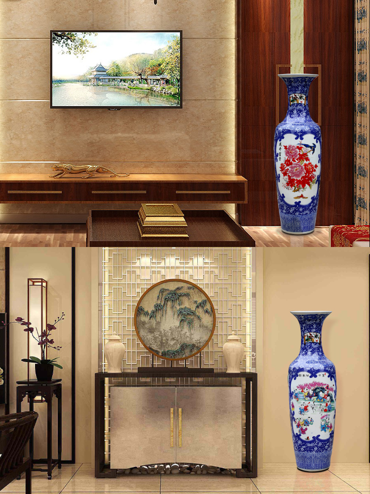 Jingdezhen ceramic vase of large sitting room adornment large furnishing articles hand - made porcelain enamel peony hotel gift