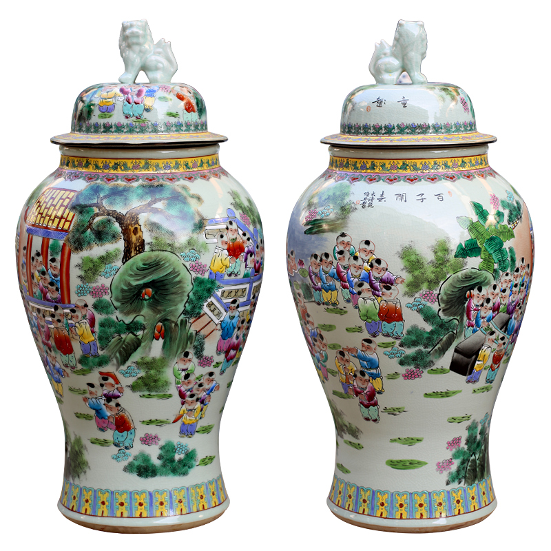Jingdezhen ceramics of large storage tank craft vase archaize pastel lad general decorative furnishing articles