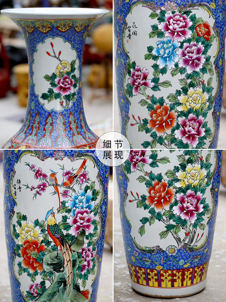 Jingdezhen ceramic hand - made pastel of large vase home sitting room decoration in modern Chinese style hotel decoration furnishing articles