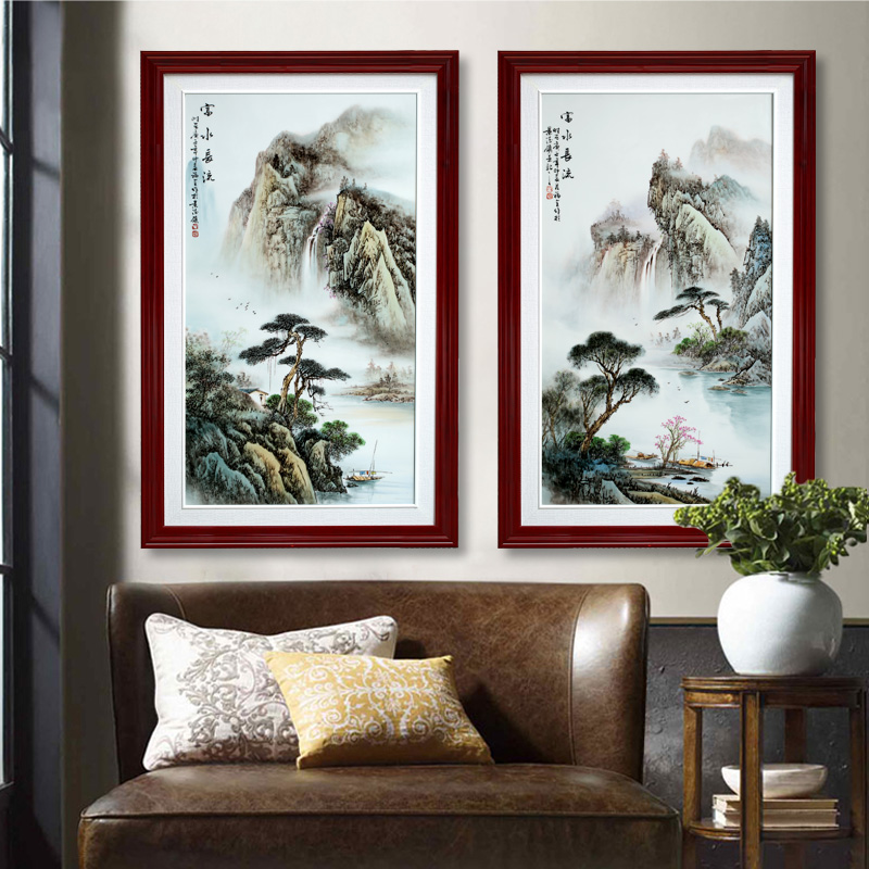 Jingdezhen hand - made famille rose porcelain plate landscapes hang a picture to study Chinese painter in the sitting room porch setting wall decoration