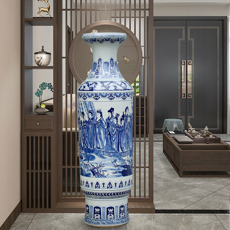 Jingdezhen blue and white porcelain hand - drawn characters figure sitting room of large vase household archaize ceramic furnishing articles opening gifts