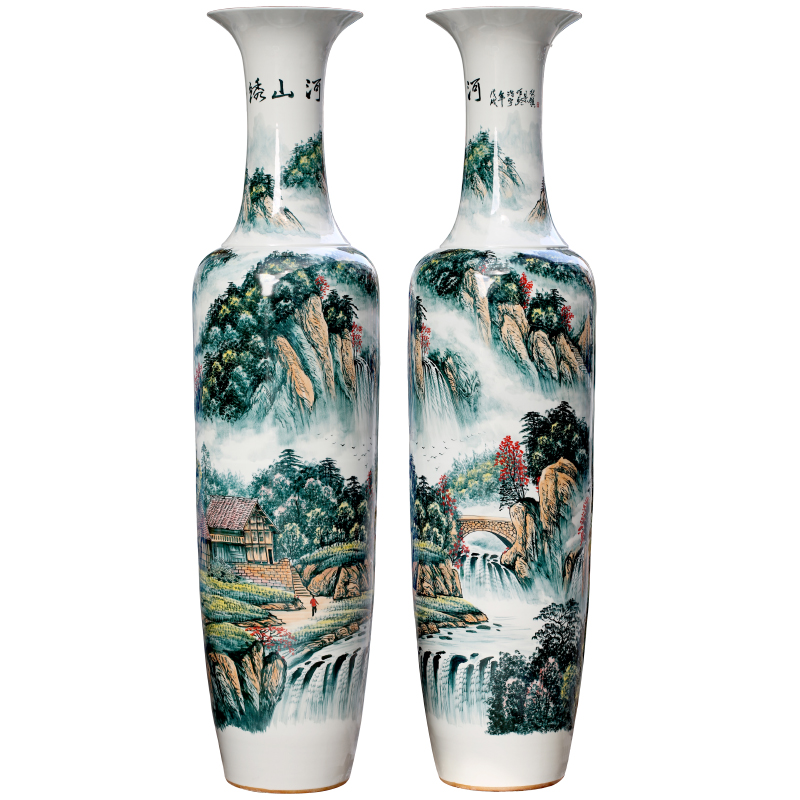 Jingdezhen ceramic vase hand - made color kumsusan river home sitting room adornment shop floor furnishing articles