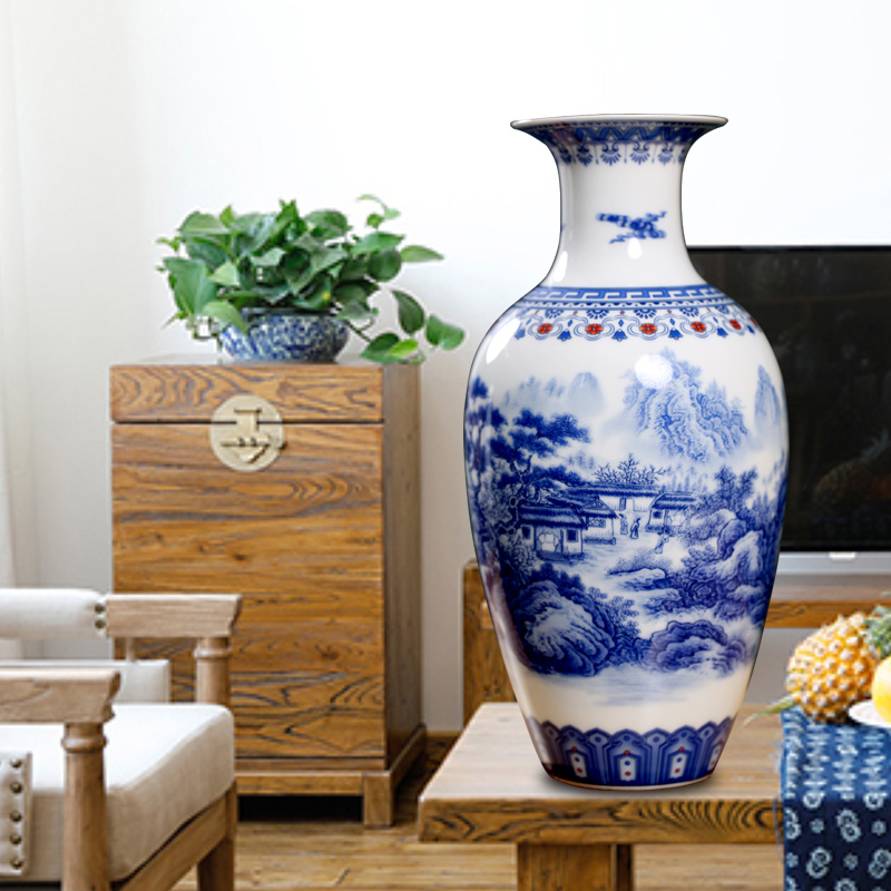 Jingdezhen blue and white porcelain of modern Chinese ceramic furnishing articles home sitting room mesa floret bottle arranging flowers desktop ornaments