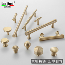 Modern simple Nordic solid brass Light luxury pure copper extended handle Drawer wardrobe small handle Cabinet door handle