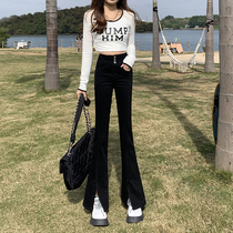 Double Buckle High Waist Open Fork Display Slim 100 Hitch Jeans Women Spring 2022 New Burst Fire Repair Body Display Long Leg Horn Pants