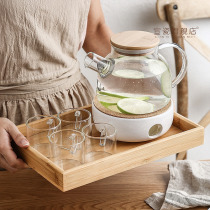 High borosilicate high temperature resistant glass flower grass tea set Japanese bubble teapot cold kettle Filter Kettle tea set with tray
