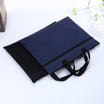 Jerry 5840 portable file bag canvas briefcase A4 information bag Conference cloth bag Oxford cloth stationery bag office storage zipper bag custom street hygiene publicity printing training make-up lesson