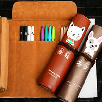 Nine years six classes pen bag Men and women simple creative Korean cute girl heart stationery box Primary school pencil box Junior high school students stationery supplies College students small fresh leather mother-in-law pen bag