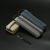 Nine years six classes pen bag Korean version simple portable canvas large capacity pencil box for boys and girls High school students solid color retro junior high school students Korean primary school students creative multi-functional childrens stationery box