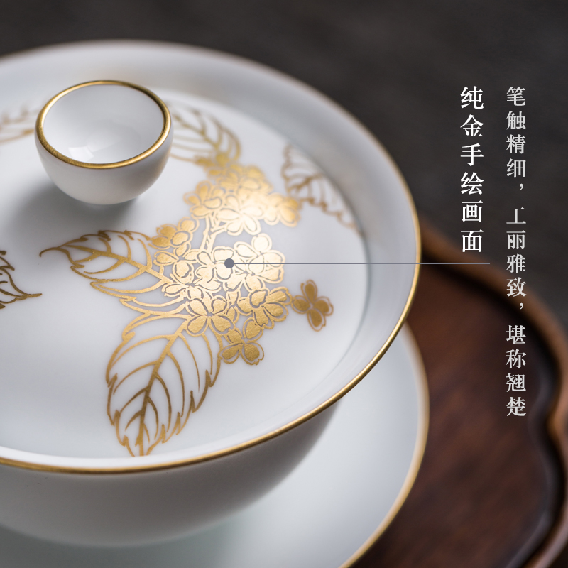 Pure manual paint only three tureen ceramic fair keller of tea cups sea use inferior smooth white porcelain making tea with tea bowl