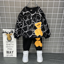 Korean boys spring clothes 2021 new suits foreign style childrens clothes sports two sets of children handsome childrens clothes tide
