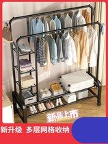 Household clothes hanger floor-to-ceiling solid bedroom dormitory indoor clothes rack double-bar coat rack simple bold and thick