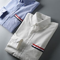 Good material foreign trade Mens factory cut tail goods 50 double-strand cotton-dyed pocket mens shirt mens shirt