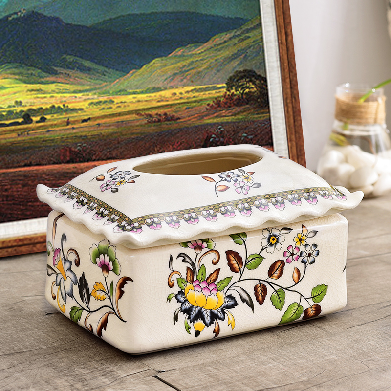 Key-2 Luxury European - style tissue box sitting room smoke box household ceramics creative retro bedroom waterproof tea table decoration