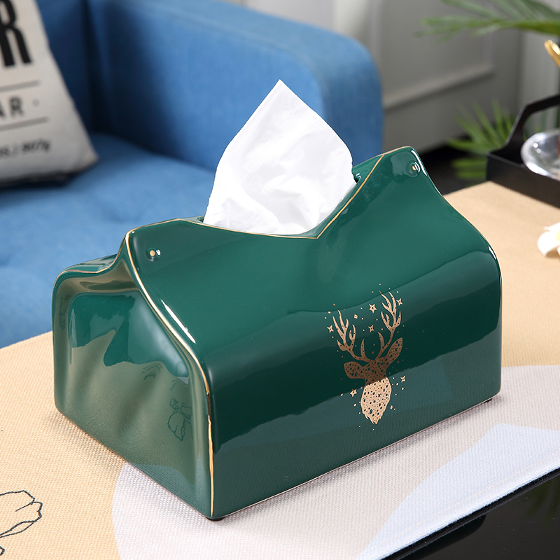 Ceramic tissue box European American sitting room tea table light key-2 luxury furnishing articles contracted household gold box decorate the table