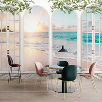 3D Stereo Vision Extension Space Fake Window Sea View Wall Paper Wall Paper Living Room Dining Room Dining Room Beauty Salon Background Decoration