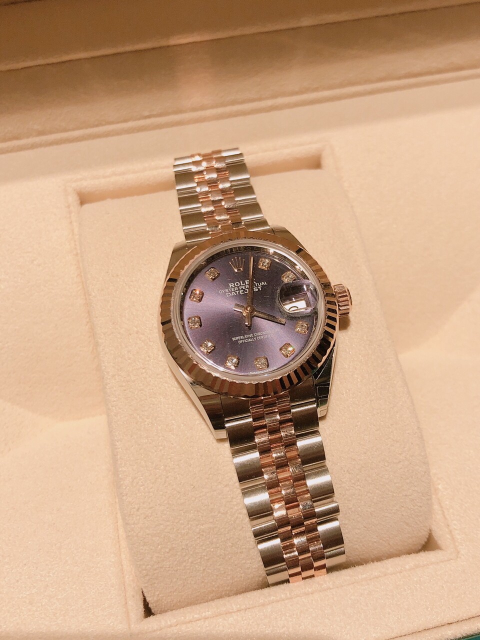 劳力士玫瑰金自动机械女表