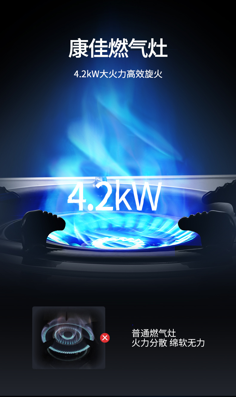 康佳燃气灶42kW大火力高效旋火KV普通燃气灶8火力分散绵软无力-推好价 | 品质生活 精选好价