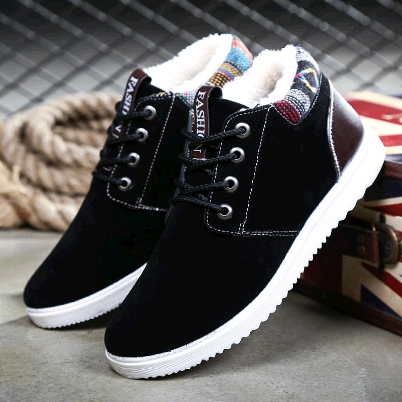 包邮 男装加绒39带毛雪地靴靴子鞋子男休闲鞋透气运动防臭男士棕色