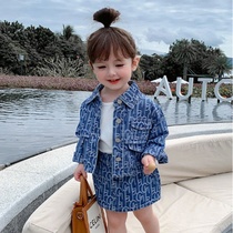 South Korean net red ocean girl suit 2022 new Korean version denim dress spring autumn little girl trendy clothes jacket