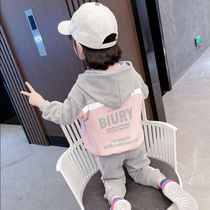 South Korea trendy spring and autumn girls autumn clothing suit 2022 new children Yangqi womens baby sports leisure two sets