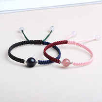 Strawberry crystal blue sand stone couple bracelet meet hand-woven hand rope male and female students exam help academic gift