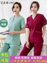 Upscale Handwashing Pure Cotton Operating Room Doctor Conserved Female Short Sleeve Elastic Brushed clothing Isolation workwear Mens Korean version
